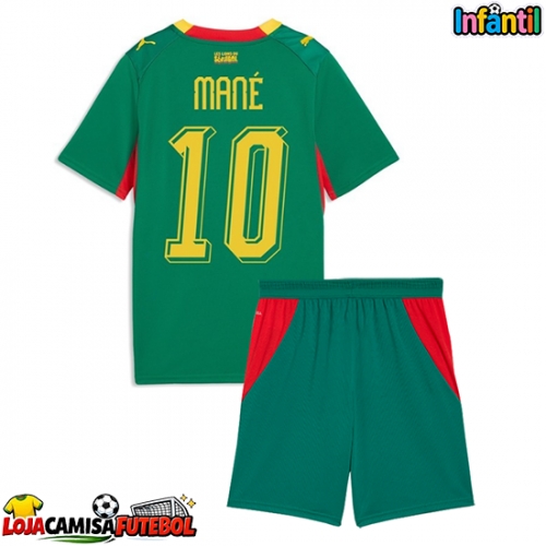 Camisa de Futebol Senegal Sadio Mane #10 Equipamento Secundário Infantil Mundo 2026 Manga Curta (+ Calças curtas)